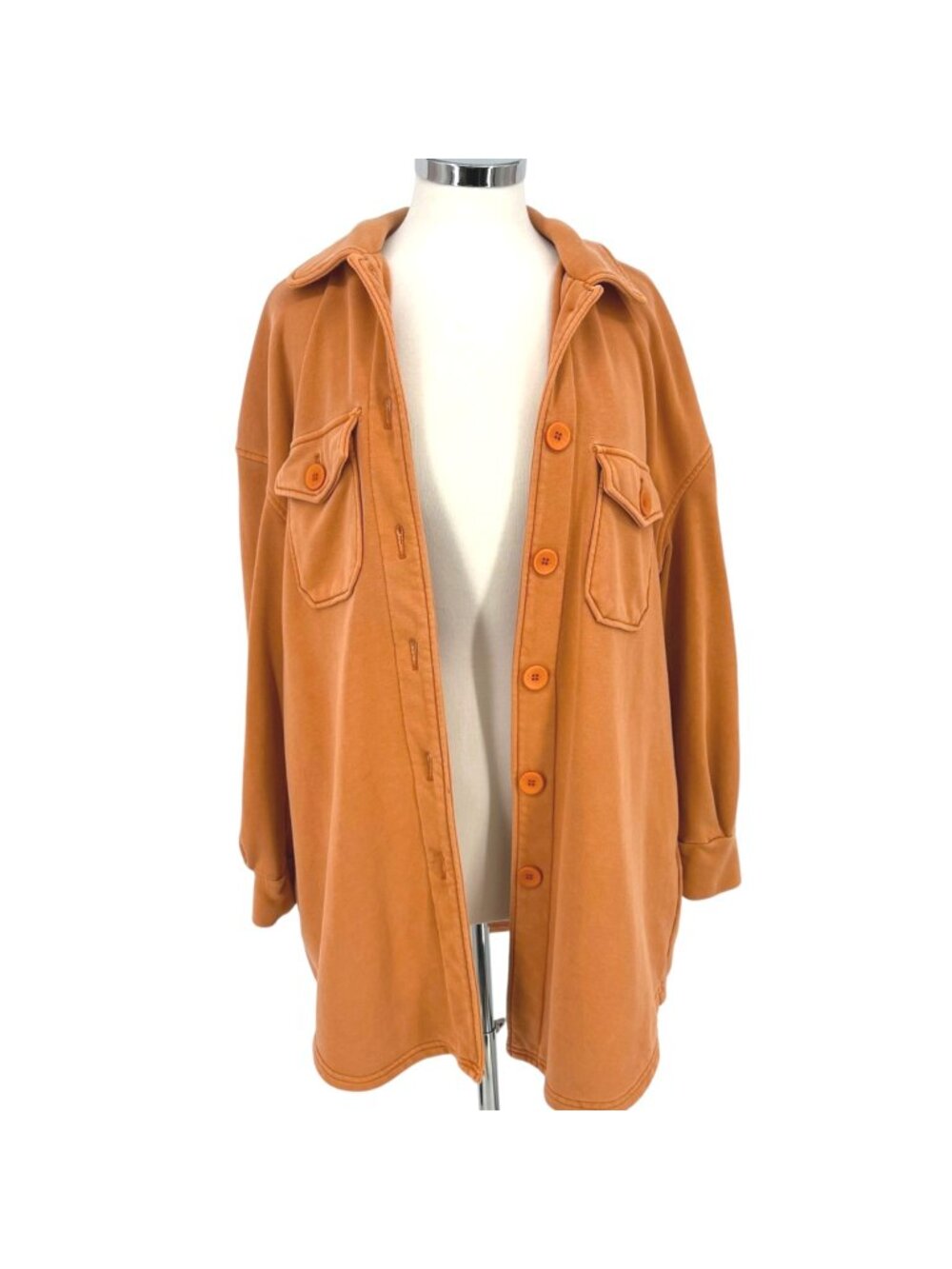Avec Les Filles Shirt Jacket Shacket Button Down Coat Orange Size Large